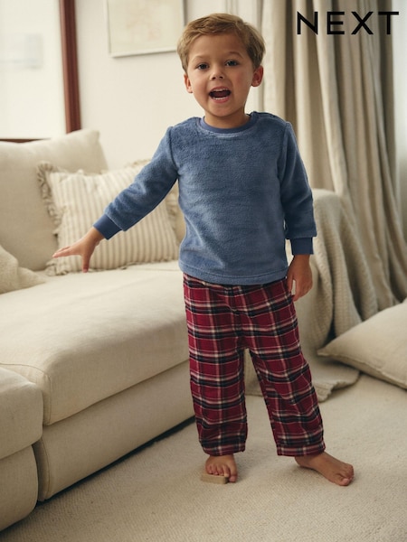 Red/Blue Check Cosy Fleece Pyjamas (9mths-12yrs) (B50999) | AED56 - AED74