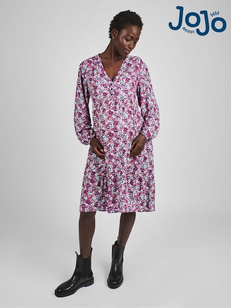 Jojo Maman Bébé Floral Print Tiered Mini Maternity Dress (B51023) | ‏249‏₪