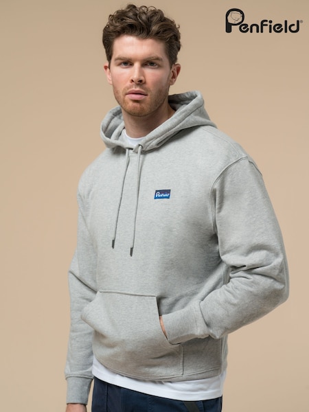 אפור - Penfield Mens Relaxed Fit Original Logo 100% Cotton Hoodie (B51029) | ‏427‏₪