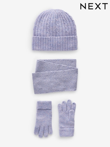 Lilac Purple Cable Cable Hat, Gloves and Scarf Set (3-16yrs) (B51067) | €23 - €27