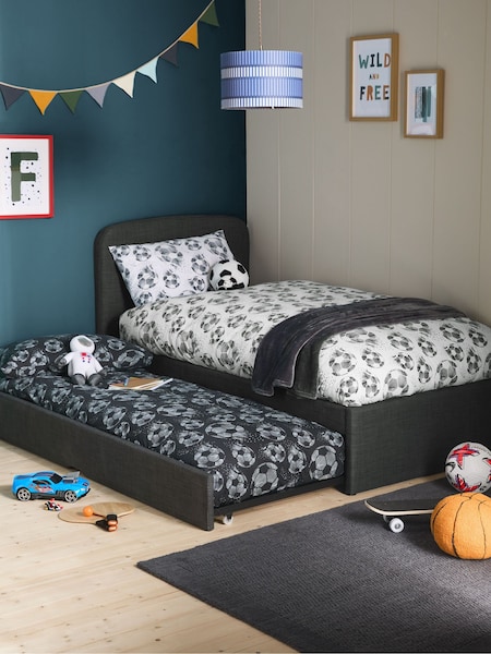 Simple Contemporary Charcoal Grey Kids Matson Trundle Upholstered Bed (B51234) | €550