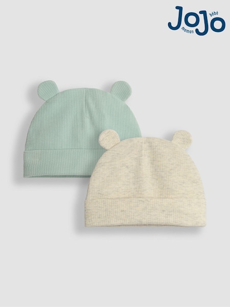 Grün/Gerippt - JoJo Maman Bébé 2-Pack Baby Hats (B51309) | 15 €