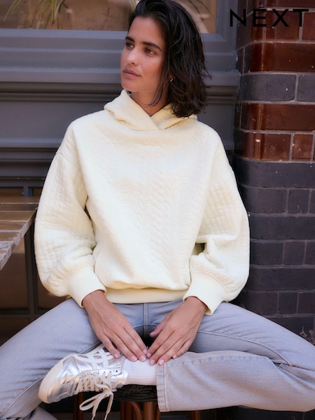 بيج فاتح كريم - Quilted Washed Hoodie (B51349) | ‏100 د.إ.‏