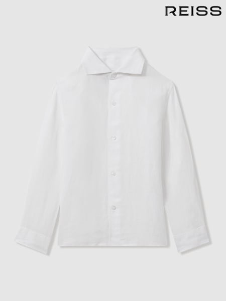 Reiss White Ruban 13-14 yrs Linen Cutaway Collar Shirt (B51377) | AED331