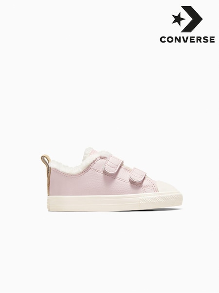 Converse Pink Chuck Taylor Leather Fleece Line 2V Infant Trainers (B51380) | €24