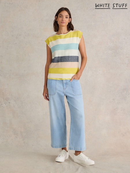 White Stuff Light Denim Tia Wide Leg Crop Jeans (B51482) | AED137