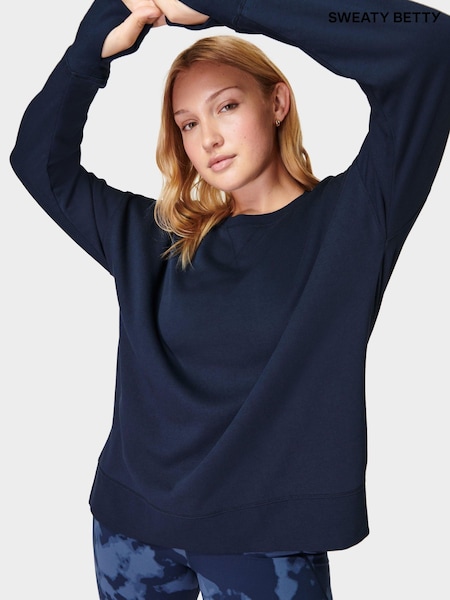 Sweaty Betty Navy Blue After Class Longline Sweatshirt (B51503) | €71