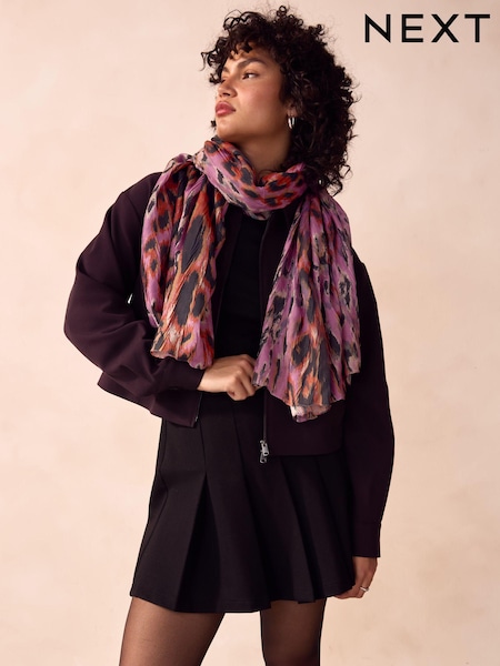 Pink/Orange Animal Lightweight Scarf (B51589) | €8.50