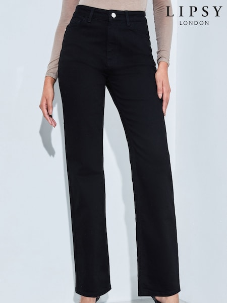 Lipsy Black Petite High Waist Straight Leg Jeans (B51648) | €31