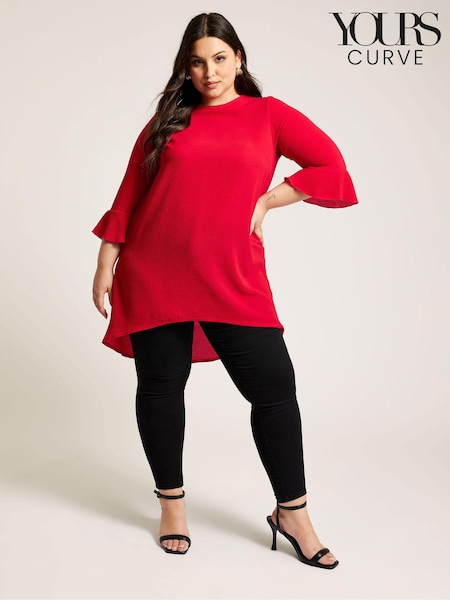 Yours Curve Red Flute Sleeve Tunic (B51727) | €45