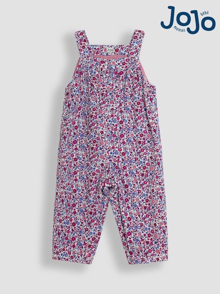 JoJo Maman Bébé Berry Pink Ditsy Floral Cord Dungarees (B51729) | €37