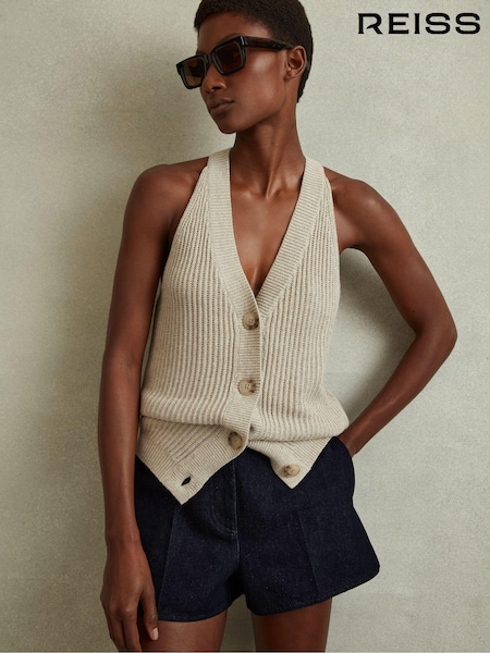 Reiss Maya High-rise Denim Suit Shorts (B51782) | 908 LEI