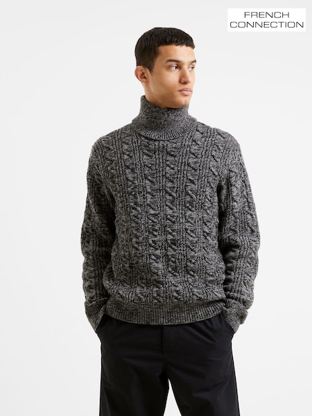 French Connection Grey Cable Knit Roll Neck Jumper (B51871) | 3,304 UAH