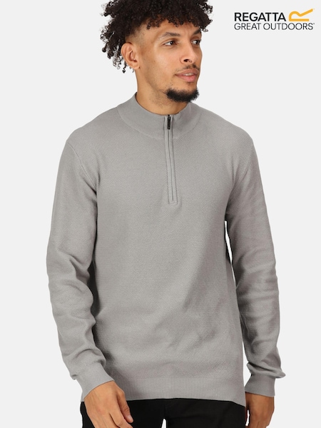 Gri - Pulover cu fermoar scurt din bumbac Regatta 100% Keaton (B51889) | 163 LEI