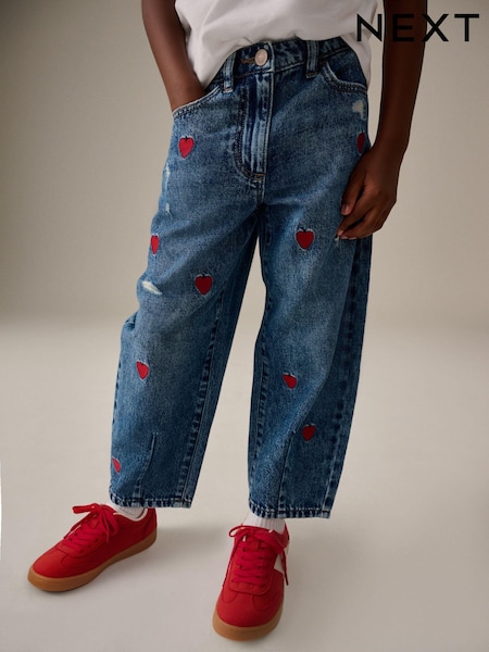 Blue Denim 100% Cotton Heart Embroidered Balloon Jeans (3-16yrs) (B51935) | R$ 165 - R$ 215