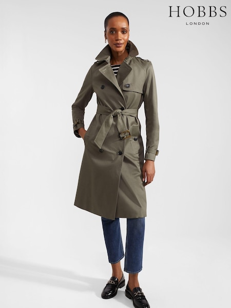 Hobbs Olive Green Petite Lisa Trench Jacket (B52097) | ₪1,001