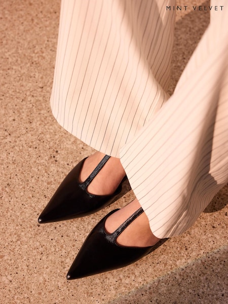 Czarny - Mint Velvet Bianca Patent Slingback Heels