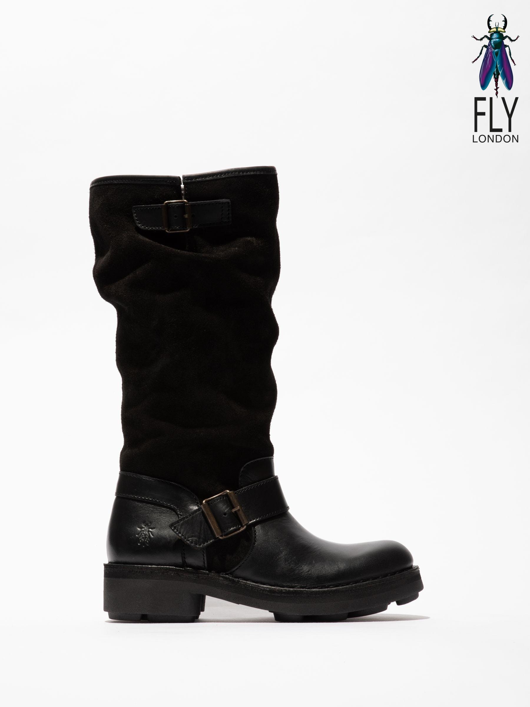 Women s Fly London Black Shoe Boot Knee High Footwear Next Oman