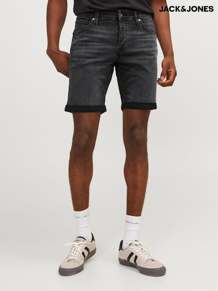 Negru - Pantaloni scurti Jack & Jones Croială slim fit Rolled Hem Denim (B52166) | 114 LEI