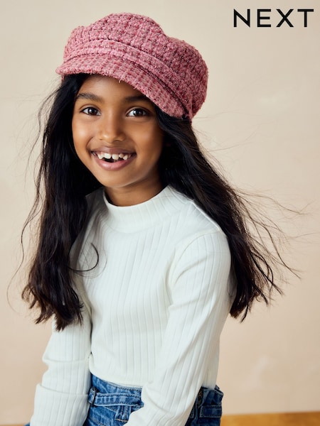 Pink Tweed Baker Boy Hat (1-16yrs) (B52167) | €11 - €17