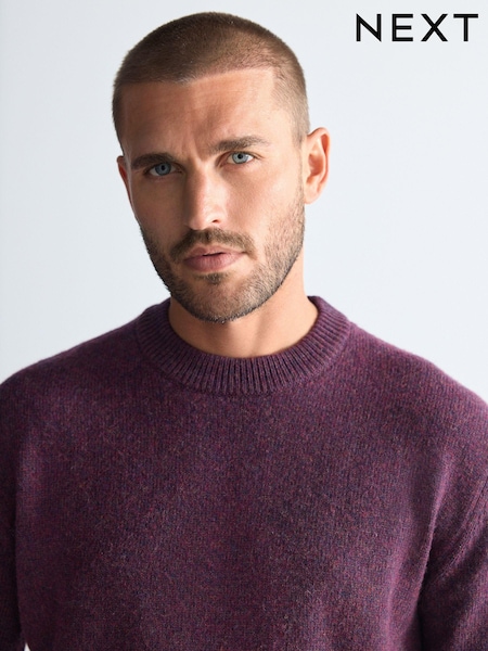 Burgundy Red Plain Regular Fit 100% Lambswool Premium Jumper (B52249) | €26