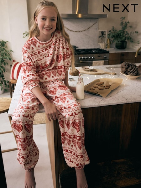 Cream/Red Fairsile Cosy Fleece Pyjamas (3-16yrs) (B52387) | AED60 - AED85