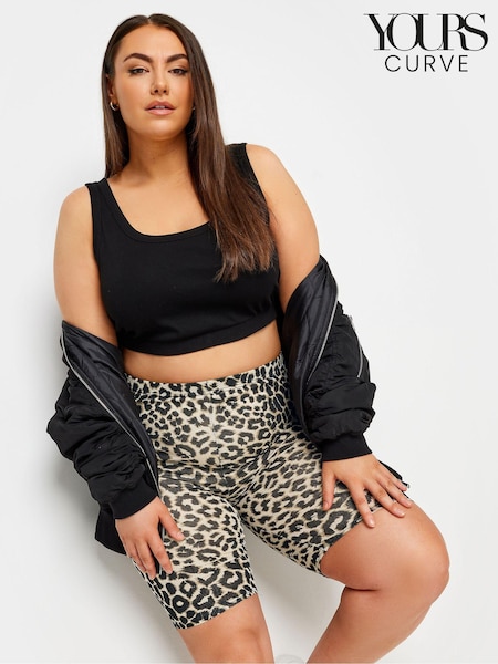 Yours Curve Black Limited Leopard Print Cycle Shorts (B52440) | € 15