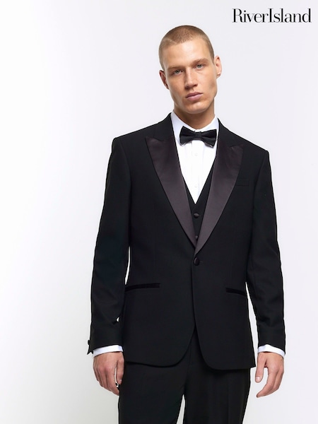 River Island Black Stretch Suit Jacket (B52459) | R$ 940