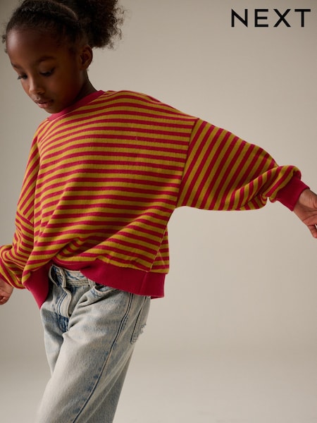 Rot/Grün gestreift - Oversized Cosy Rib Sweatshirt (3-16yrs) (B52530) | 5 € - 6 €