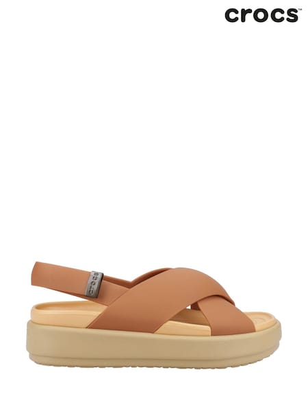 Crocs Brown Brooklyn Luxe Cross Strap Sandals (B52539) | AED204
