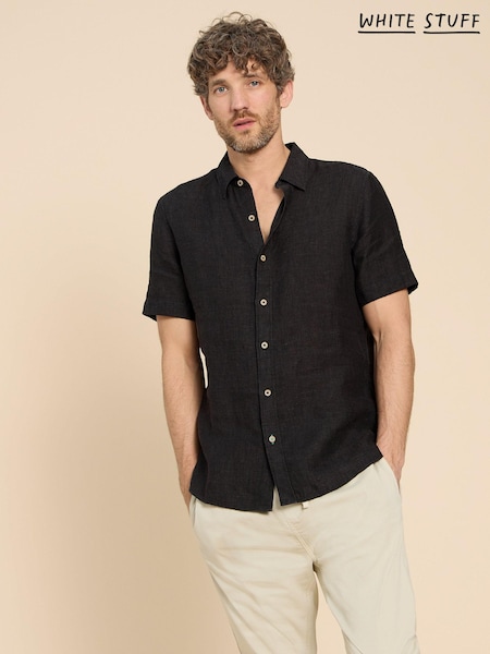 White Stuff Pembroke Short Sleeve 100% Linen Shirt (B52601) | 210 LEI