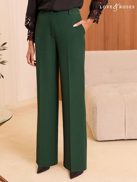 Love & Roses High Waist Wide Leg Tailored Trousers (B52643) | 143 LEI