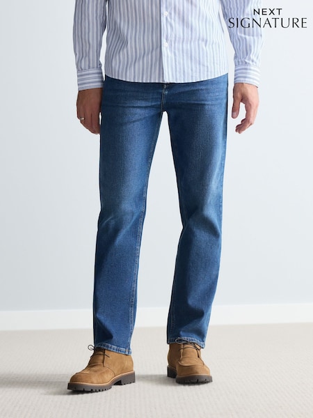 أزرق متوسط - Signature Cosy Inside Brushed Denim Jeans (B52655) | ‏83 د.إ.‏