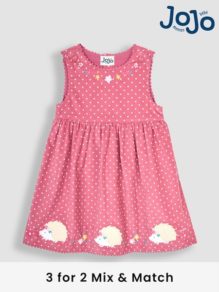 JoJo Maman Bébé Rose Pink Hedgehog Applique Cord Dress (B52691) | €45