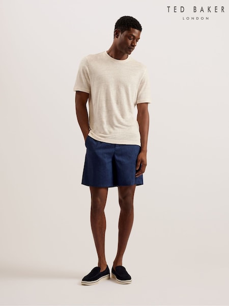 Ted Baker Blue Brixtun Linen Drawstring Shorts (B52851) | €51