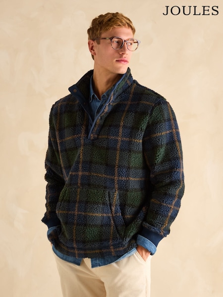 Joules Otis Navy Check Borg Fleece (B52870) | R$ 740