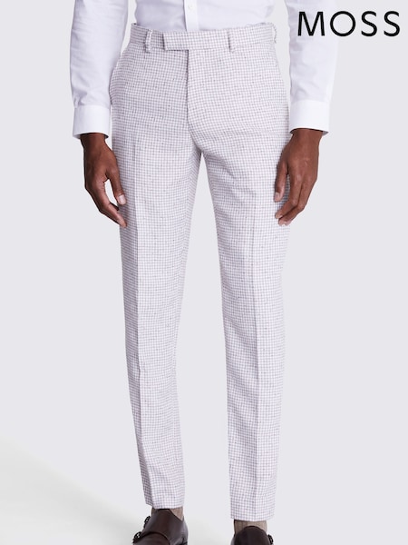 MOSS White Tailored Fit Houndstooth Trousers (B53100) | €129