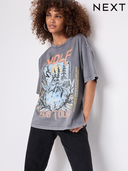 Charcoal Grey Halloween Boogie Fever Ghost Disco Ball Novelty Graphic Slogan 100% Cotton T-Shirt (B53134) | AED79