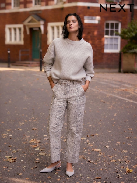 Серый с эффектом змеиной кожи - Barrel 100% Cotton Trousers (B53168) | €21