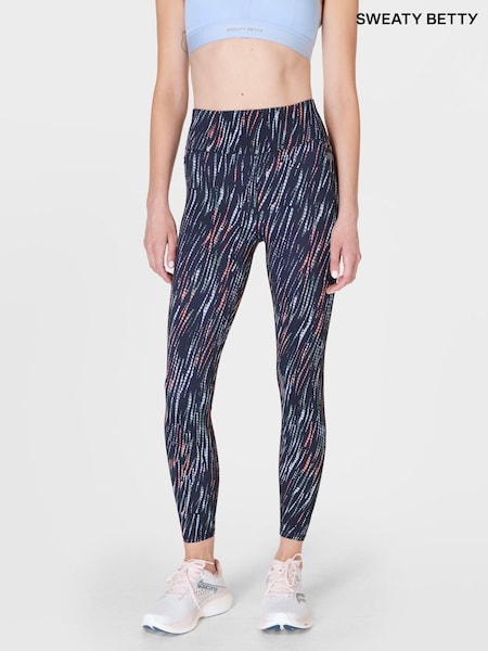 Sweaty Betty Blue Ripple Tie Dye Print 7/8 Length Aerial Core Workout Leggings (B53215) | €60