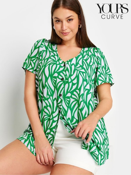 Yours Curve Green Button Blouse (B53290) | €37