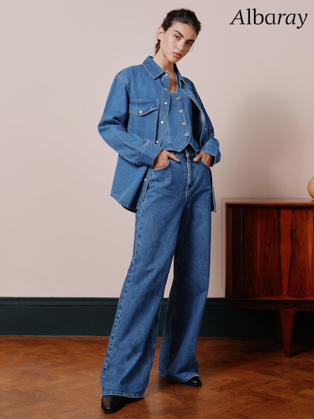 Albaray Blue Full Length Wide Leg Jeans (B53376) | €140