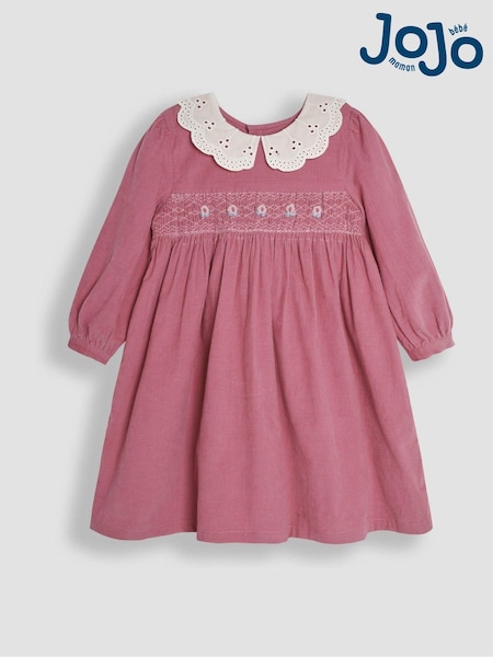 Jojo Maman Bébé Floral Embroidered Smocked Cord Dress (B53386) | €62