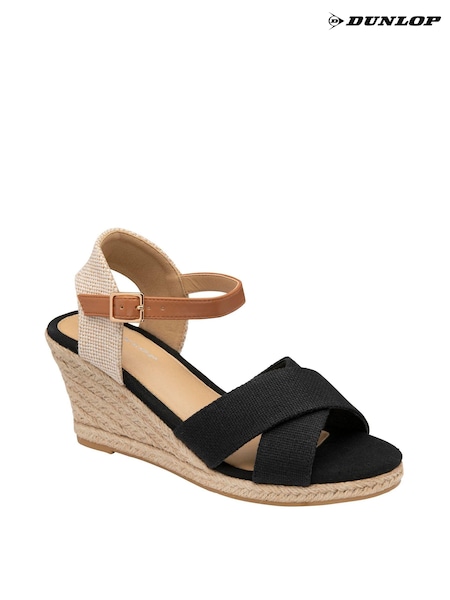 Dunlop Black Wedges Open Toe Sandals (B53487) | €13
