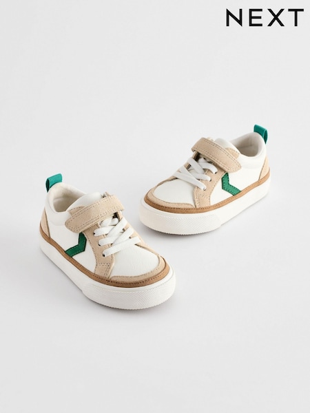 White/Green Standard Fit (F) Touch Fastening Chevron Trainers (B53492) | AED53 - AED71