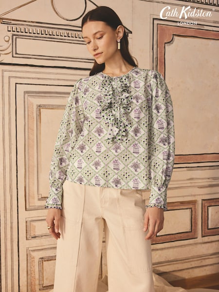 Cath Kidston Ruffle 100% Cotton Blouse (B53507) | 208 LEI