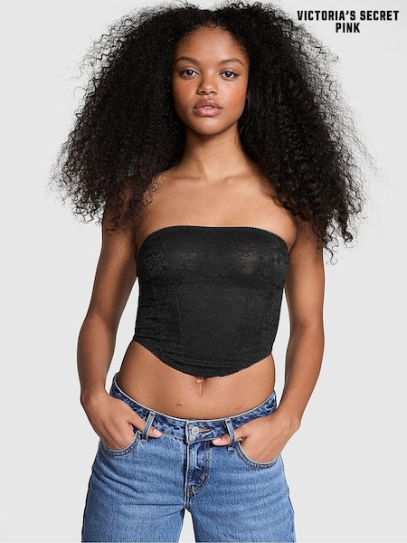 Victoria's Secret PINK Black Lace Strapless Corset Top (B53521) | €33