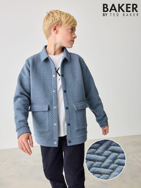 Baker by Ted Baker Navy/White 100% Cotton Textured Jacket and T-Shirt Set (B53652) | €33 - €38