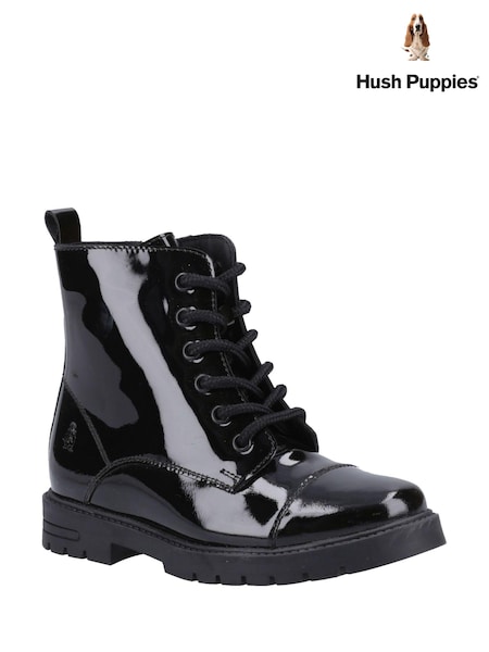 Negru lăcuit - Hush Puppies Copii mai mari Lauren Pantofi (B53715) | 323 LEI