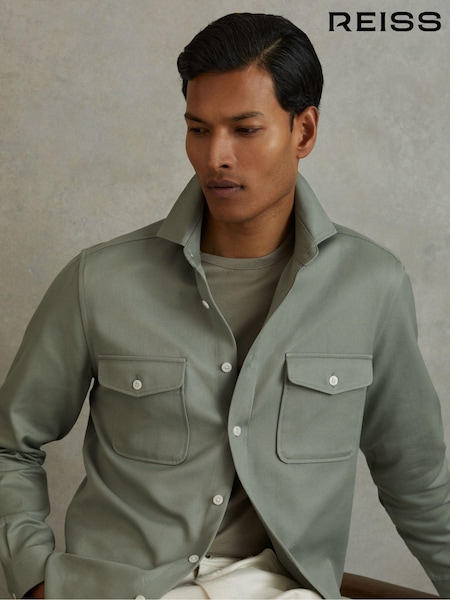 Reiss Sage Green Arlo Cotton Canvas Overshirt (B53718) | €171